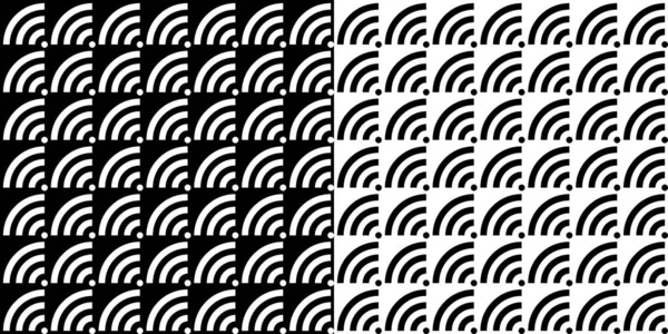 Black and White Seamless Abstract Wi Fi Pattern Vector Illustration — 스톡 벡터