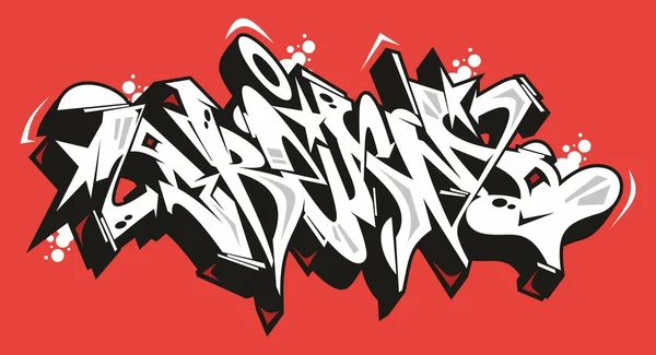 Letras abstratas da fonte do grafite do sonho com um fundo vermelho — Vetor de Stock