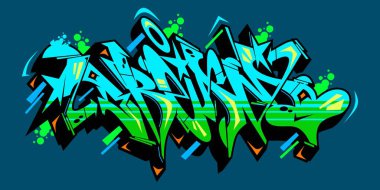 Soyut Kelime Rüyası Graffiti Biçimli Yazı Tipi Harfleme Vektörü İllüstrasyonu