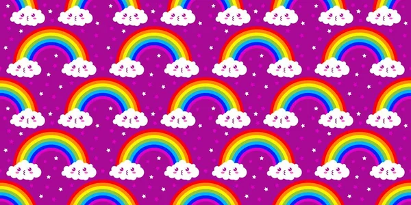 Motif abstrait drôle Kawaii Rainbow Seamless Illustration vectorielle Arrière-plan — Image vectorielle