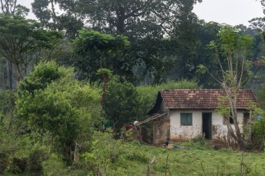 Dubare Elephant Camp, Coorg Hindistan küçük taş ev.