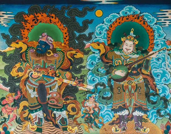 Warriors inside Vihara at Namdroling Buddhist Monastery, Coorg I — Stock Photo, Image