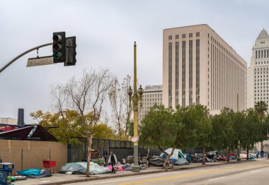 Evsiz kamp downtown Los Angeles, Kaliforniya.