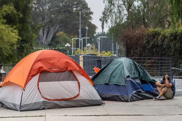 Part of Homeless campsite downtown Los Angeles, California. — Stock Photo, Image