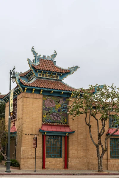 Edifício de estilo tradicional Chinatown Los Angeles, Califórnia . — Fotografia de Stock