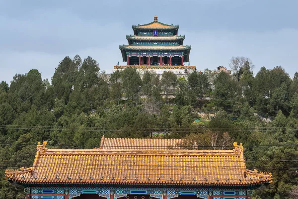 Beijing China Abril 2010 Ciudad Prohibida Torre Estilo Pagoda Decorada —  Fotos de Stock
