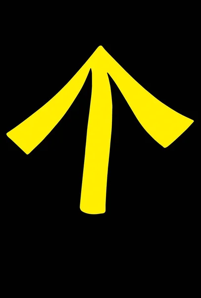 Flecha amarilla sobre negro, diseño gráfico en Meadowbank, TAS, Austra — Foto de Stock