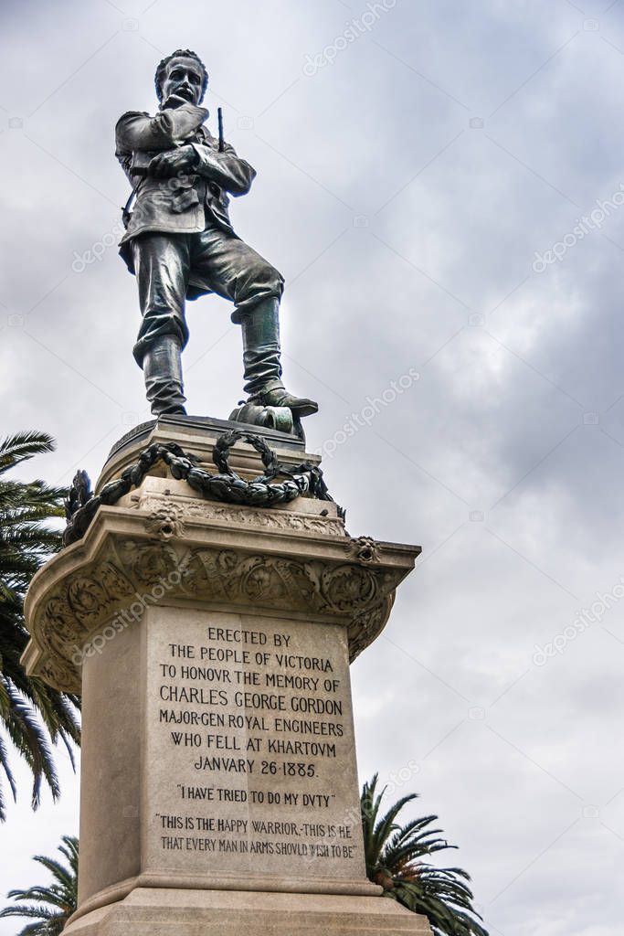 General Charles George Gordon statue in park, Melbourne, Austral