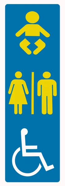 Blaues Schild, das Toilette für alle in docklands, melbourne, aus ankündigt — Stockfoto