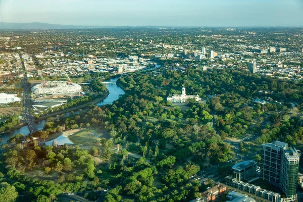 Aerial view on Government House and Botanical Garden in Melbourn