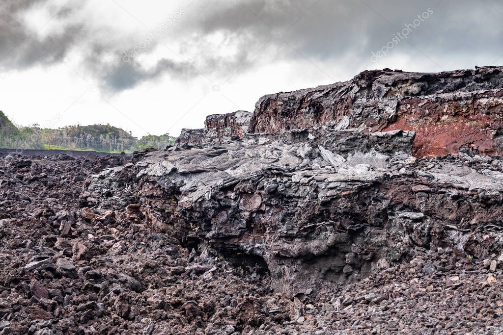 2018 Kilauea volcano lava field, Leilani Estate, Hawaii, USA.