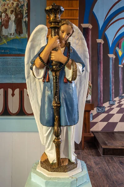 Angyal szobor a tengeri katolikus templom csillagában, Kalapana, Hawai — Stock Fotó