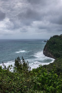 Ocean surf on beach of Pololu valley, Kohala, Hawaii, USA.