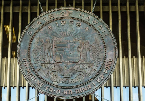 Bronze State of Hawai Seal à Honolulu, Hawaï, États-Unis . — Photo