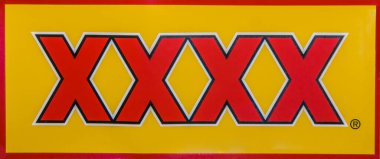Brisbane, Australia - December 8, 2009: Castlemaine Perkins brewery. Just red on yellow XXXX sign.
