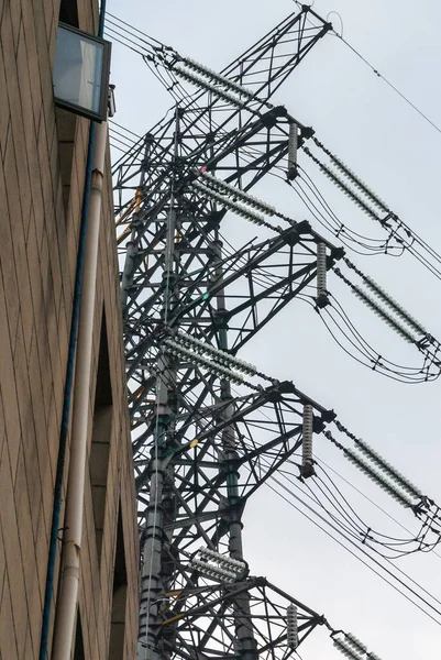 Chongqing China May 2010 Downtown Closeup Dark Gray High Voltage — Stock Photo, Image