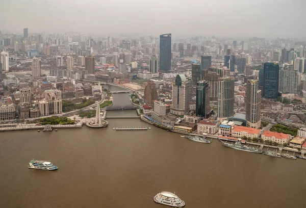 Shanghai China May 2010 Aerial Wider View Gray Wusong River — Stock Photo, Image