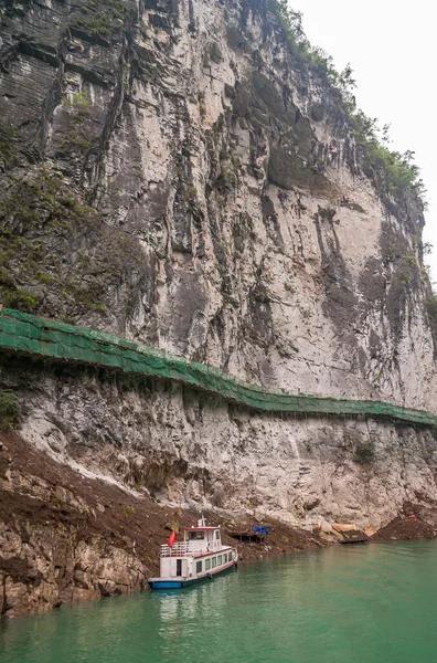 Wuchan China May 2010 Dawu Misty Gorge Daning River Boat — Stock Photo, Image