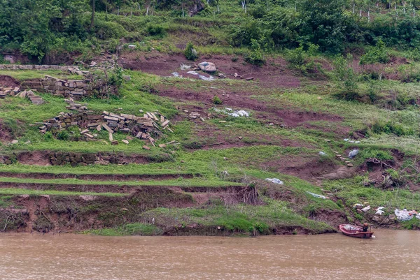 Fengdu Chongqing Chiny Maja 2010 Rzeka Jangcy Motor Sloop Zacumowany — Zdjęcie stockowe