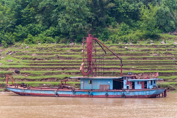 Fengdu Chongqing Čína Května 2010 Řeka Yangtze Detailní Záběr Čerpacích — Stock fotografie