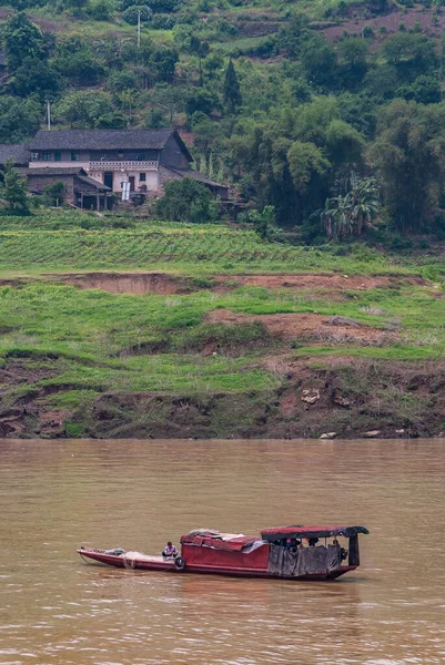 Fengdu Chongqing Čína Května 2010 Řeka Yangtze Portrét Zemědělstvím Terasách — Stock fotografie