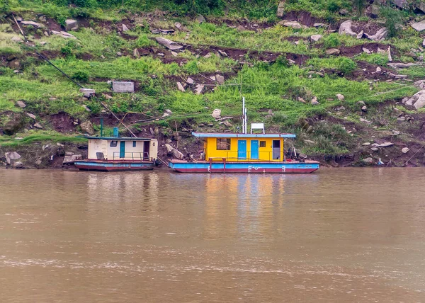 Myaoyinan Chongqing China May 2010 Yangtze River Colorful House Boats — Stock Photo, Image