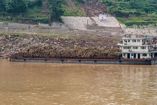 Huangqikou Chongqing China Mayo 2010 Río Yangtze Barcaza Llena Parte —  Fotos de Stock