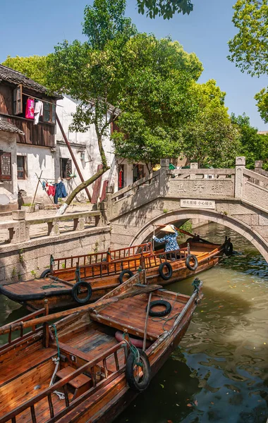 Tongli Jiangsu China May 2010 Canal Landscape 위에서 바다에서 싸우고 — 스톡 사진