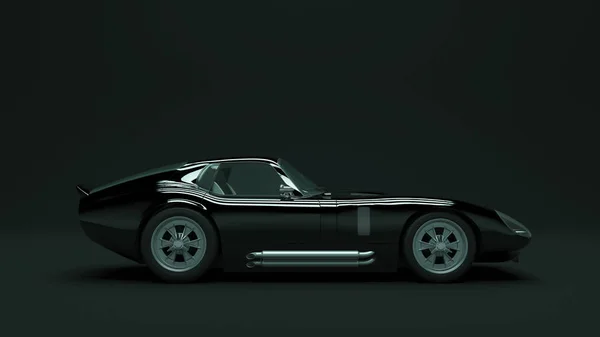 Powerful Black Lightweight Racing Car 1960 Style Illustration Render — 스톡 사진