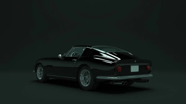 Powerful Black Lightweight Racing Car 1960 Style Illustration Render — 스톡 사진