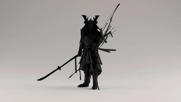 Black Samurai Made Out Polygon Triangles Lattice Frame Illustration Render — 스톡 사진