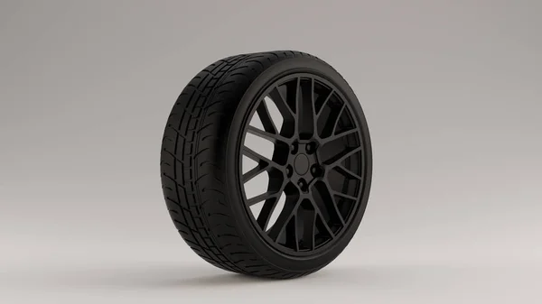 Matte Black Alloy Rim Wheel — Stock Photo, Image