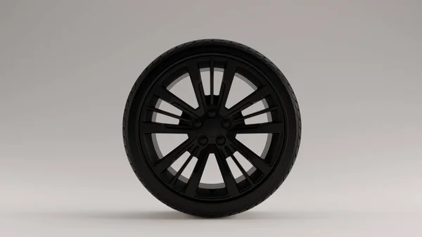 Matte Black Alloy Rim Wheel — стоковое фото