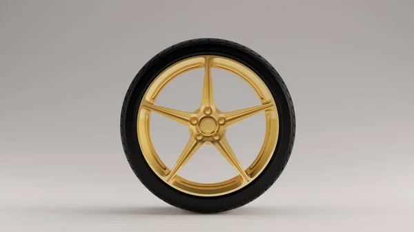 Matte Black Gold Alloy Rim Wheel — стокове фото