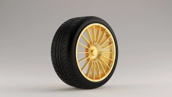 Matte Black Gold Alloy Rim Wheel — стоковое фото