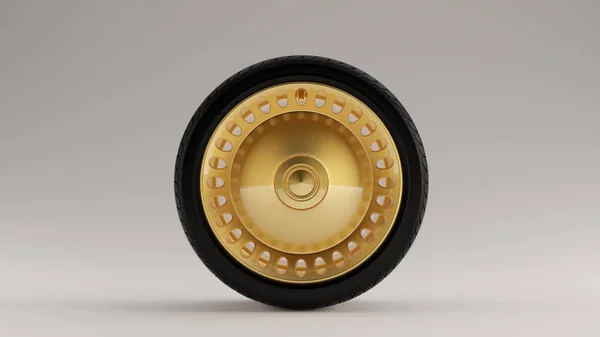 Matte Black Gold Alloy Rim Wheel — стоковое фото