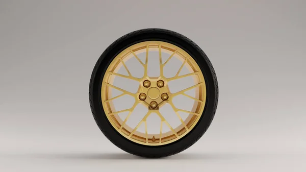 Matte Black Gold Alloy Rim Wheel — стоковое фото