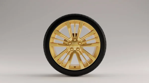 Matte Black Gold Alloy Rim Wheel — Stock Photo, Image