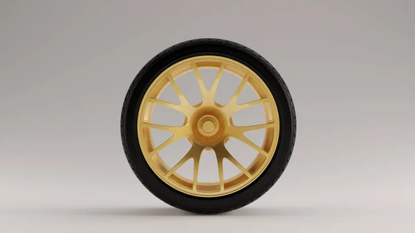 Matte Black Gold Alloy Rim Wheel — стоковое фото