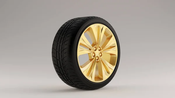 Matte Black Gold Alloy Rim Wheel — стоковое фото