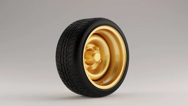 Matte Zwarte Gouden Legering Velg — Stockfoto