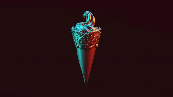 Helado Plata Con Rojo Naranja Azul Verde Moody Iluminación Ilustración — Foto de Stock