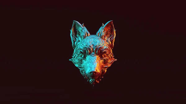 Silver Fox Bust Sculpture Red Orange Blue Green Moody 80S — 스톡 사진