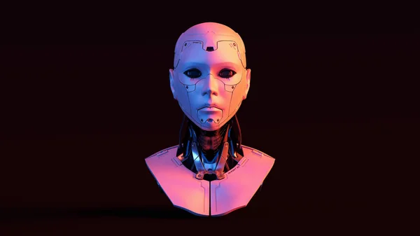 Cyborg Blue Pink Lighting Front Illustration Render — 스톡 사진