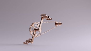 Bronze Bicycle Cranks Chain an Peddles 3d illustration 3d render clipart