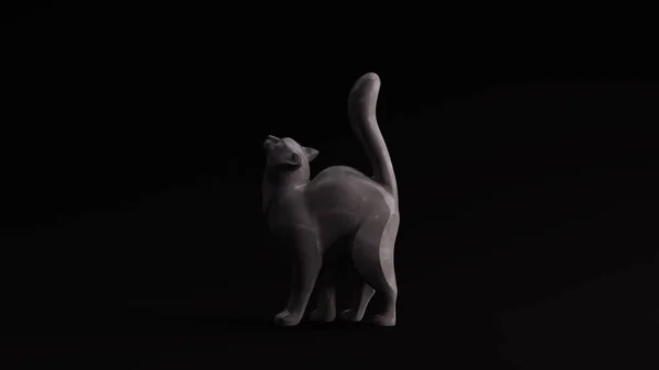Grau Polierter Stein Katze Pose Rendering — Stockfoto