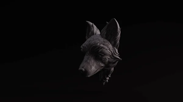 Grey Polished Stone Fox Bust Sculpture Illustration Render — Stock Photo, Image
