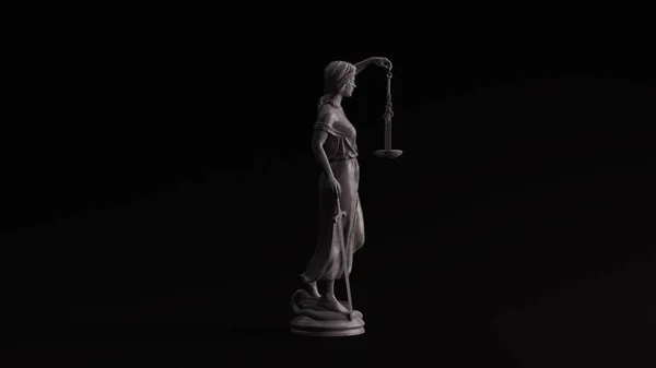 灰色抛光石器的正义女神像 司法制度的人格化 — 图库照片