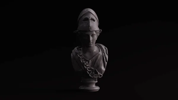 Cinza Polido Pedra Minerva Busto Escultura Ilustração Render — Fotografia de Stock