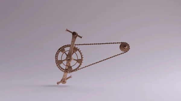 Bronze Bicicleta Manivelas Cadeia Peddles Ilustração Render — Fotografia de Stock